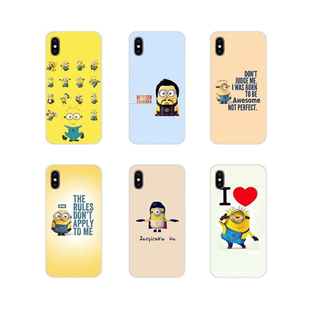 

TPU Transparent Skin Case For Xiaomi Mi4 Mi5 Mi5S Mi6 Mi A1 A2 5X 6X 8 9 Lite SE Pro Mi Max Mix 2 3 2S Minion Born To Be Awesome