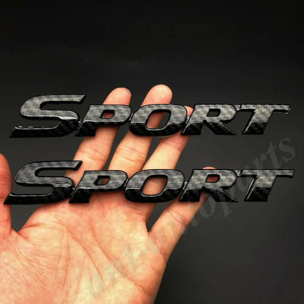 

2x ABS Carbon Fiber Black Sport Badge Car Fender Emblem Sticker For Highlander