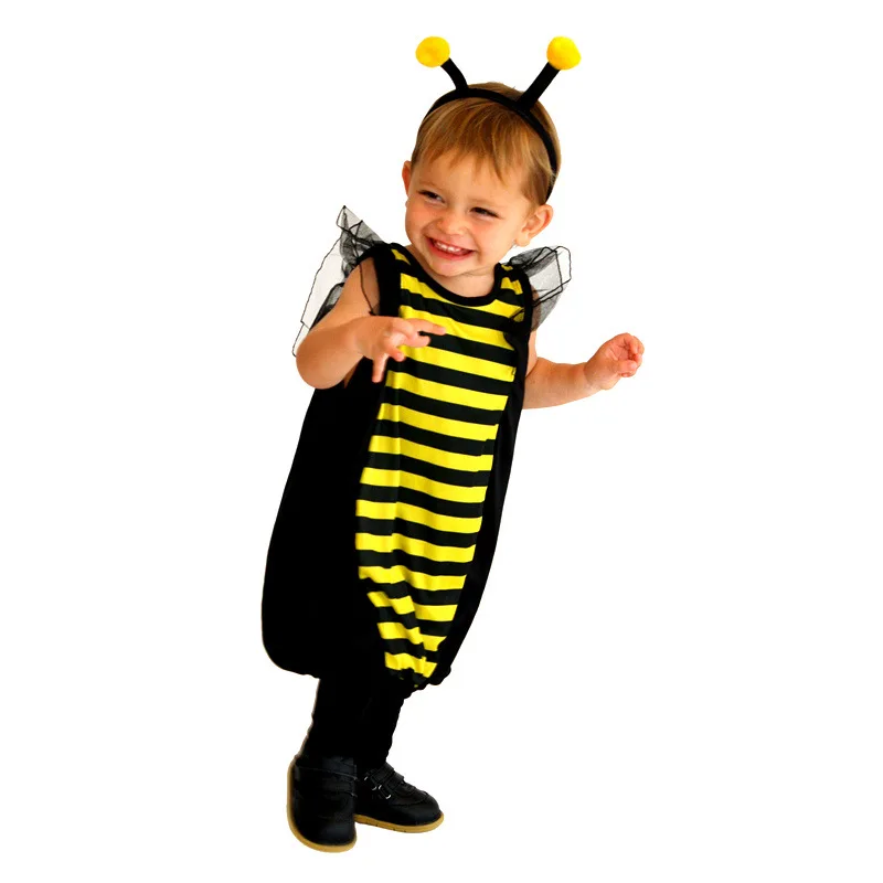 New Year Kid Baby Yellow Bee Jumpsuit Halloween Cosplay Costumes Cute Insect Honeybee Animal Costume Birthday Party Clothes