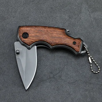 

Folding blade knife 440 steel wood handle outdoor hunt survival pocket kitchen knives camping EDC tools straight tactical