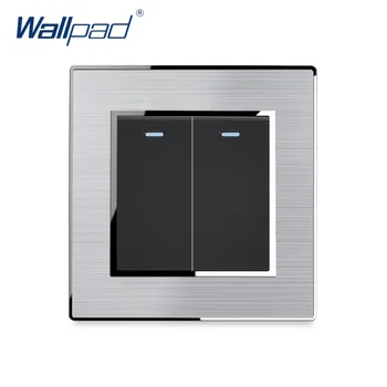 

Light Switch 2 Gang Reset Momentary Contact Stainless Steel Panel With Silver Border Wallpad Wall Switch 16A AC110-250V