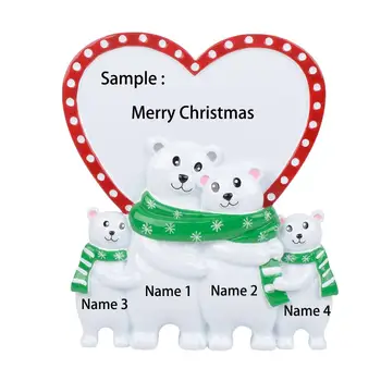 

Personalized Polar Bear Table Top Family of 4 Christmas Tree Ornament- Gift For Holiday Party Family Kids Baby Military
