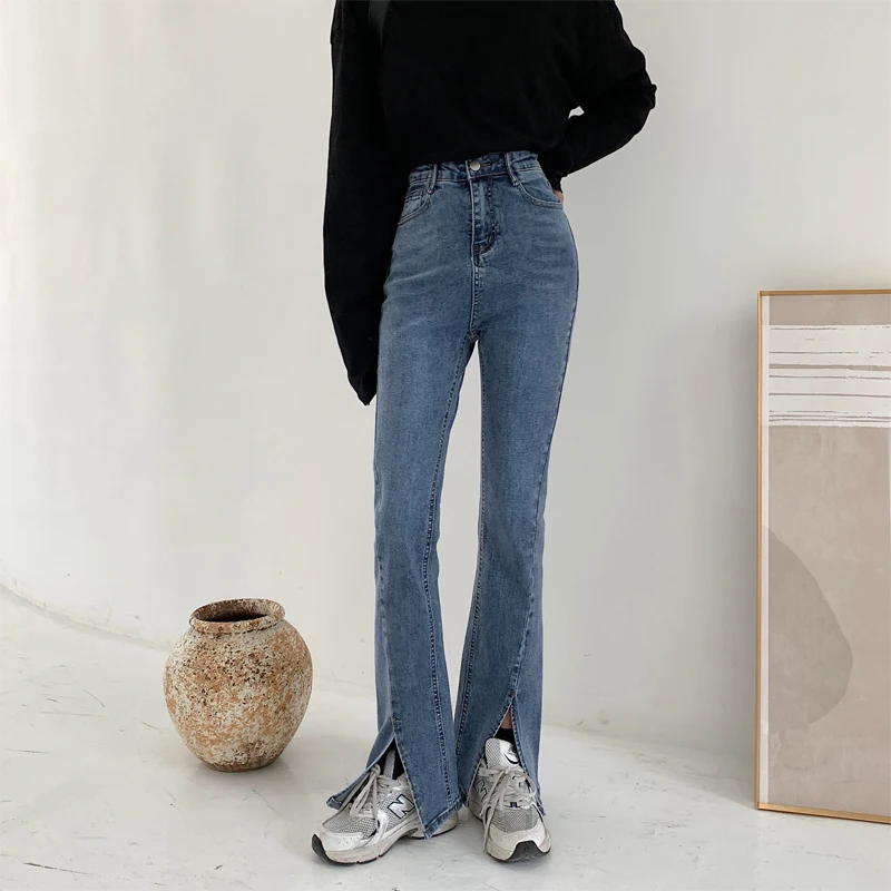 GUUZYUVIZ Black Bell Bottom Jeans 
