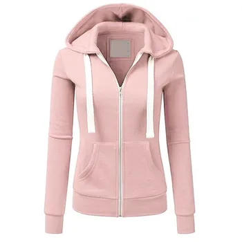 Long Sleeve Solid Color Zipper Hoodies