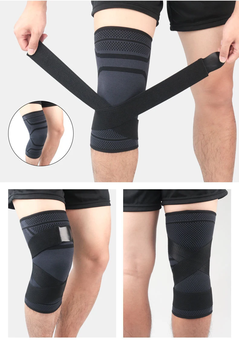1 PCS Knitted Compression Kneelet Protection Bandage for Basketball Football Volleyball Sport Knee Support Brace Adjustable Belt