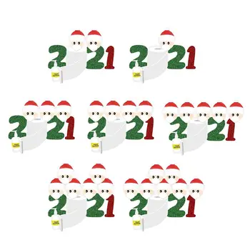 

2021 Quarantine Survived Family Santa with Mask DIY Wall Glass Stickers for Christmas 2020 Ornaments Decoration Modern Customize