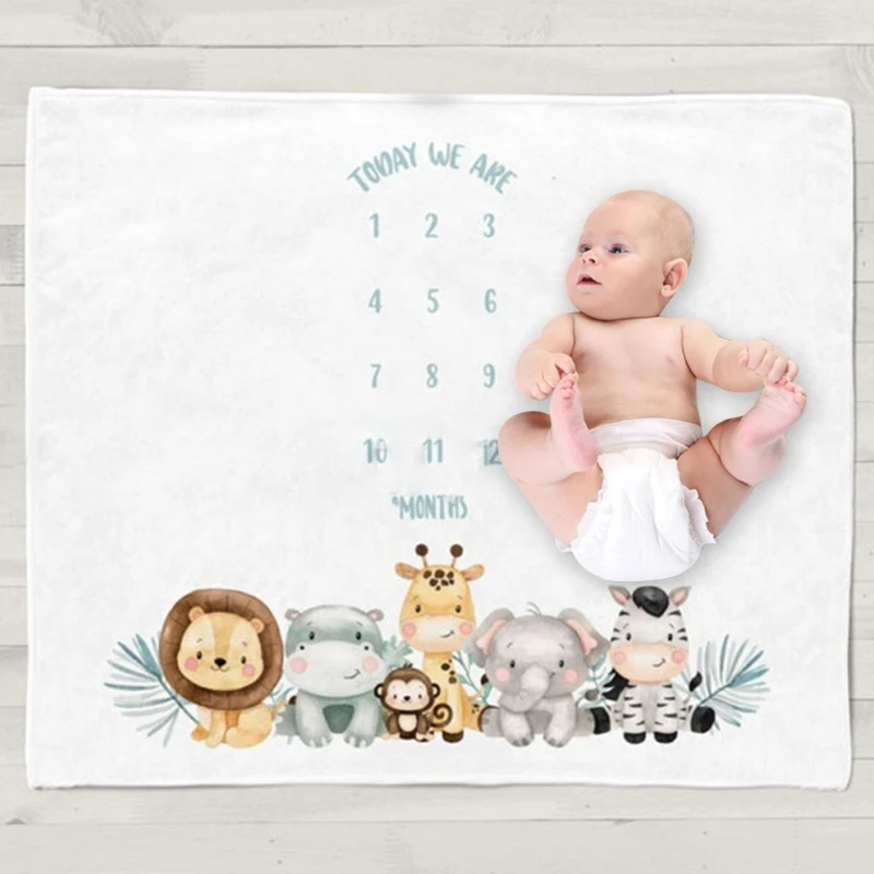 Twin Baby Monthly Record Growth Milestone Blanket Newborn Soft Photography Props Creative Background Cloth
