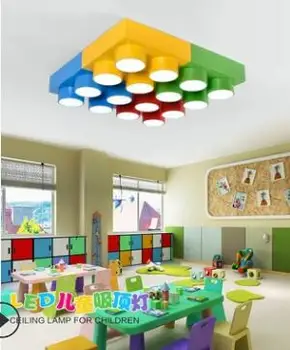 

Hot New creative LEGO lights LED building blocks kindergarten cartoon hall amusement park color classroom ceiling chandelier