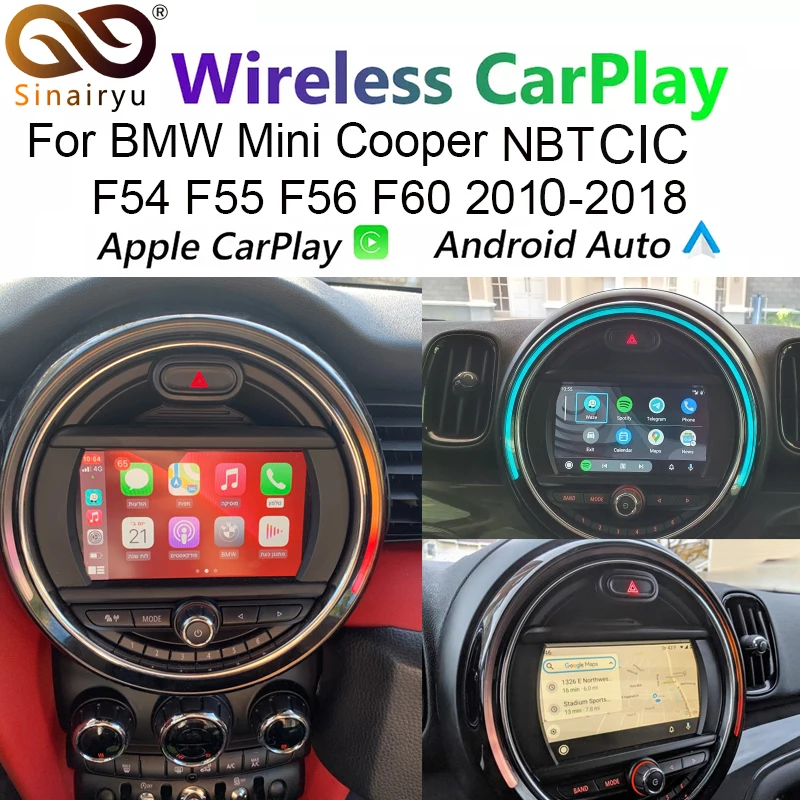 Wireless Apple CarPlay Android Auto Retrofit for MINI Countryman/Clubman/Cabrio/Cooper Works R50 R52 R53 R54 R56 R60 R61 F54 F57