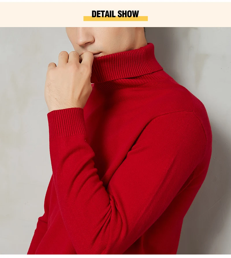 Winter Men's Turtleneck Sweater Thicken Warm Fashion Solid Color Youth Casual Soft 8-color Sweater Male Brand Clothes