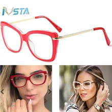 IVSTA очки по рецепту, оправа для женщин, больше размера d, большой размер, фирменный дизайн, красные кристально прозрачные очки, компьютерная близорукость для зрения