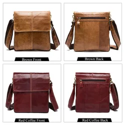 Men's bag leather messenger bag vertical casual men's shoulder bag top layer cowhide bag cover type shoulder messenger bag tide