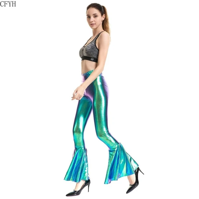 70s 80s Retro Hippies Laser Bell-bottom Trousers Disco Costume Women Rock  Pants Night Club Party Performance Outfit - AliExpress