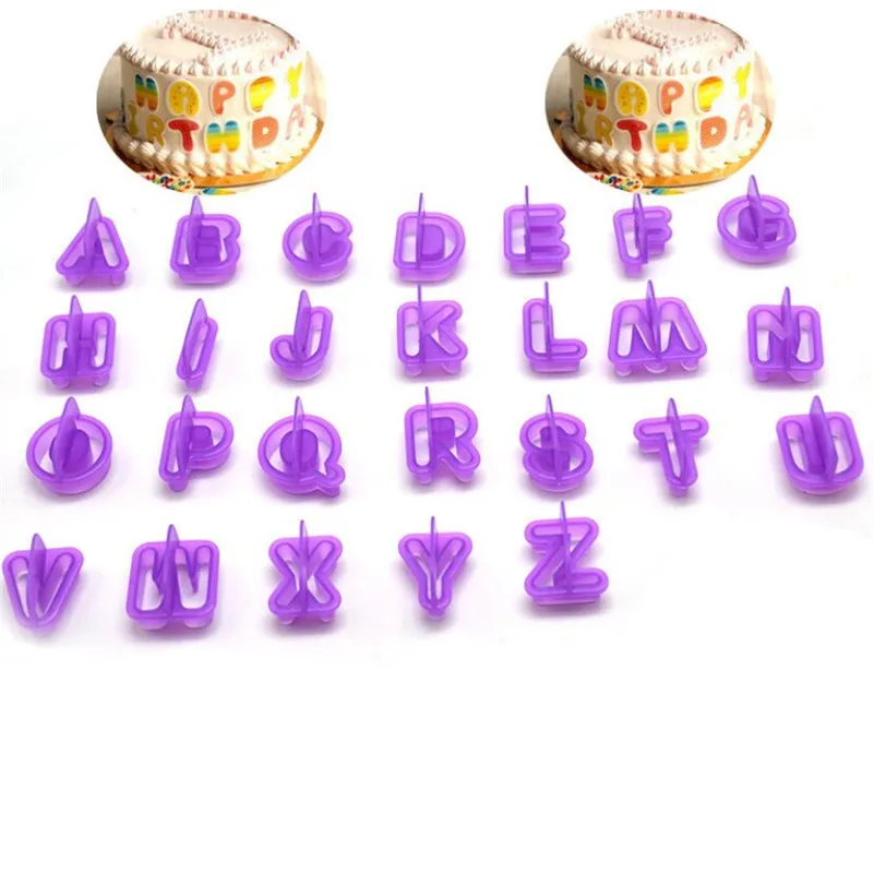 40PCs Plastic Alphabet Letter Number Fondant Cake Biscuit Baking Mould Cookie Cutters and Stamps Cake DIY Alphabet Mold Tools