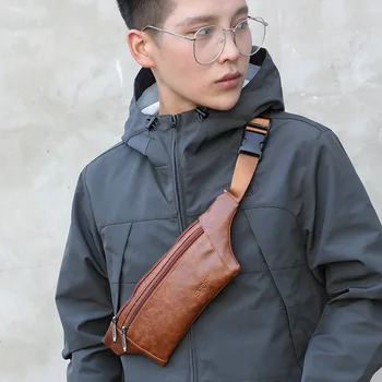 

2020 New Real PU Leather Men's Chest Bag Ladies Retro Shoulder Messenger Bag Women Leather Handbags Purses and Handbags