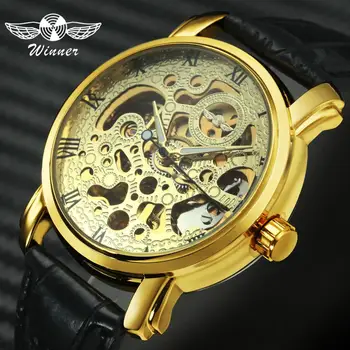 

2019 Luxury Women Automatic Mechanical Watches WINNER Ladies Skeleton Wrist Watches Luminous Hands Leather Strap kadInlar izle