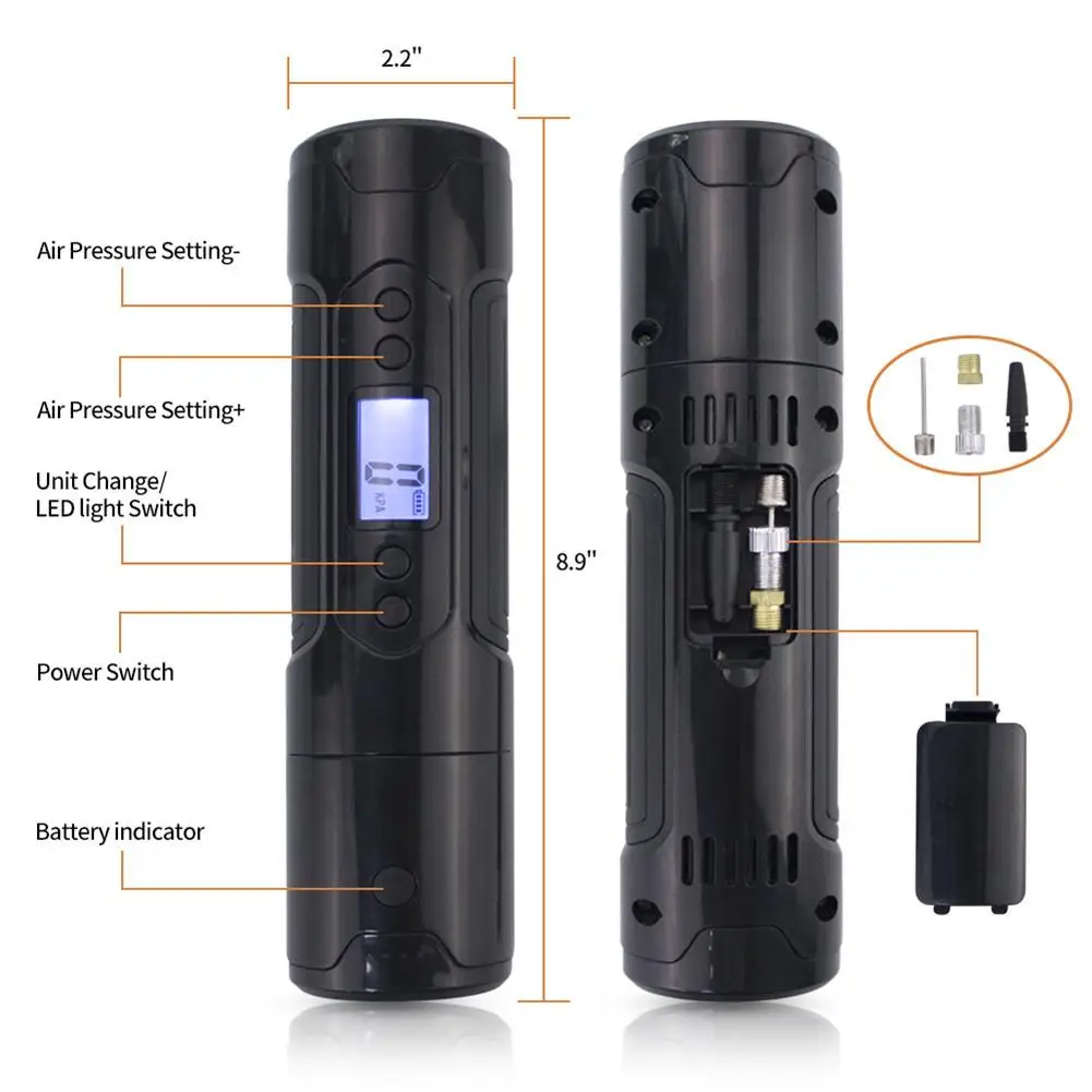 Online Bombas de aire portátiles para coches Inflador de neumáticos eléctrico 12V bomba de bicicleta de coche inflable LCD Digital recargable para Auto emergencia