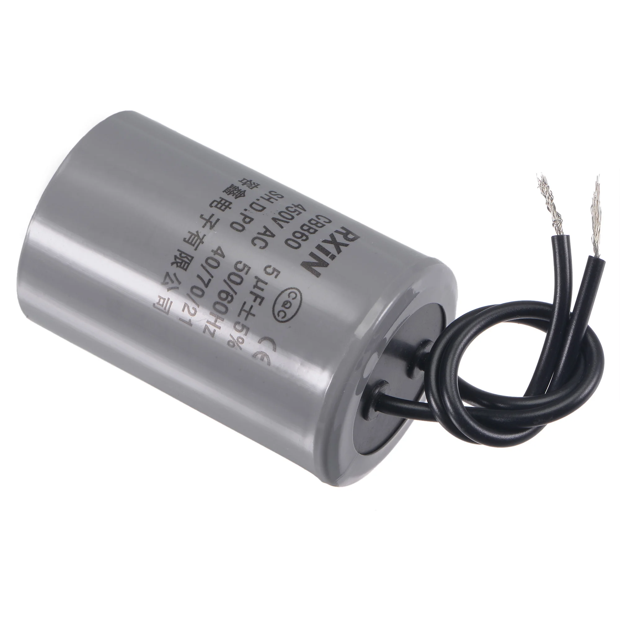 Uxcell CBB60 런 캐패시터, 공기 압축기 워터 펌프 모터용, 5uF, 450V, AC 2 와이어, 50Hz, 60Hz 실린더, 54x34mm