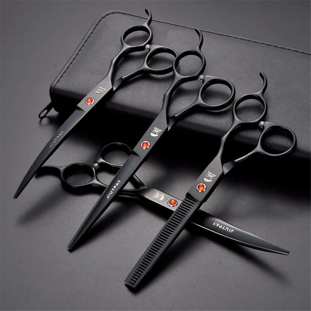 6CR 62HRC 7inch Stoving Varnish Professional Pet Grooming Scissors Cutting Scissor&Curved Scissor&Thinning Shears For Dog Cats (9)