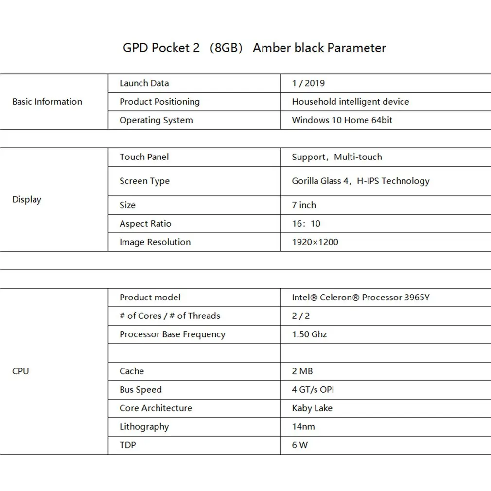GPD 7 "Карманный 2 8G + 128G сенсорный экран ips экран ноутбук компьютер