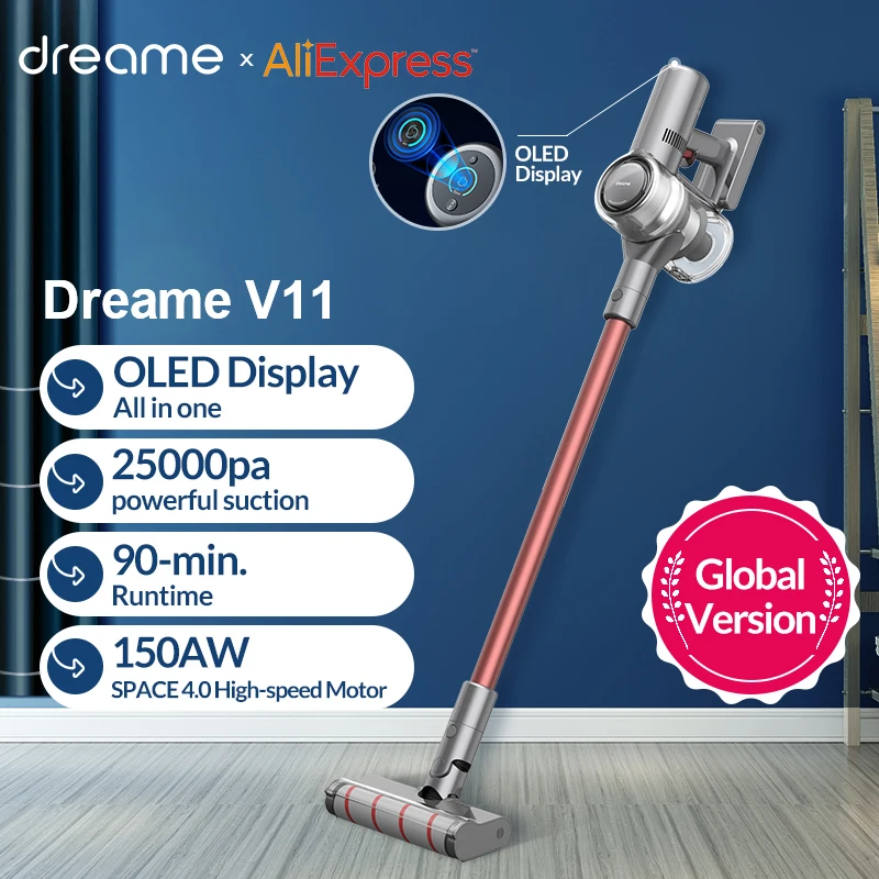 Dreame V11 aspirateur sans fil Portable 25kPa OLED affichage tout en un  dépoussiéreur Portable sans fil propre tapis de sol | AliExpress