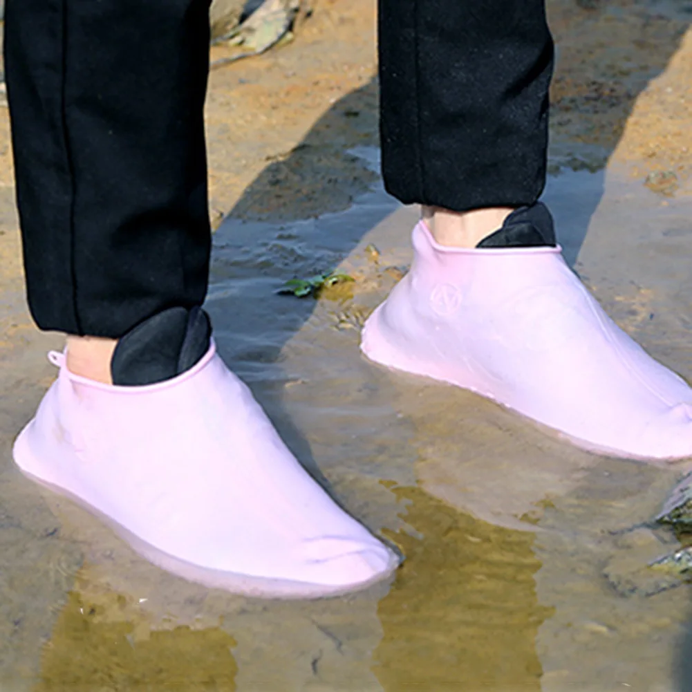 1 Pair Silicone Overshoes Reusable Waterproof Non-slip Shoes Covers Rain Boots JS22