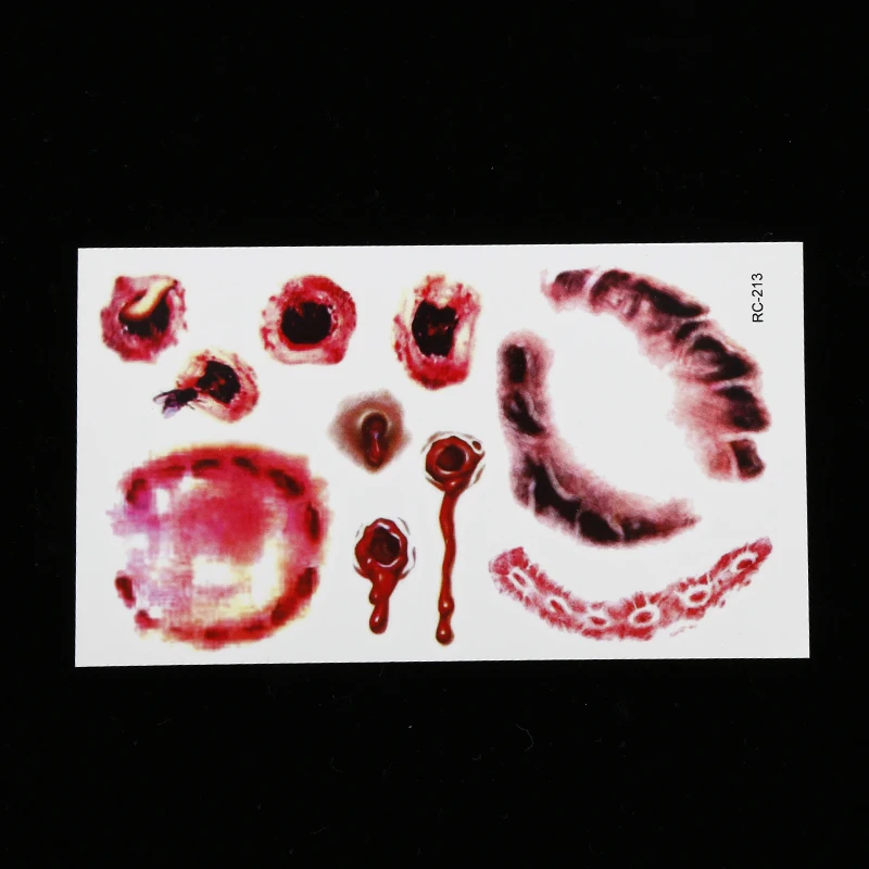 Временные татуировки стикер s кровавые шрамы водонепроницаемые мгновенные раненные страшные Прошитые повреждения съемный стикер татуировки для Хэллоуина