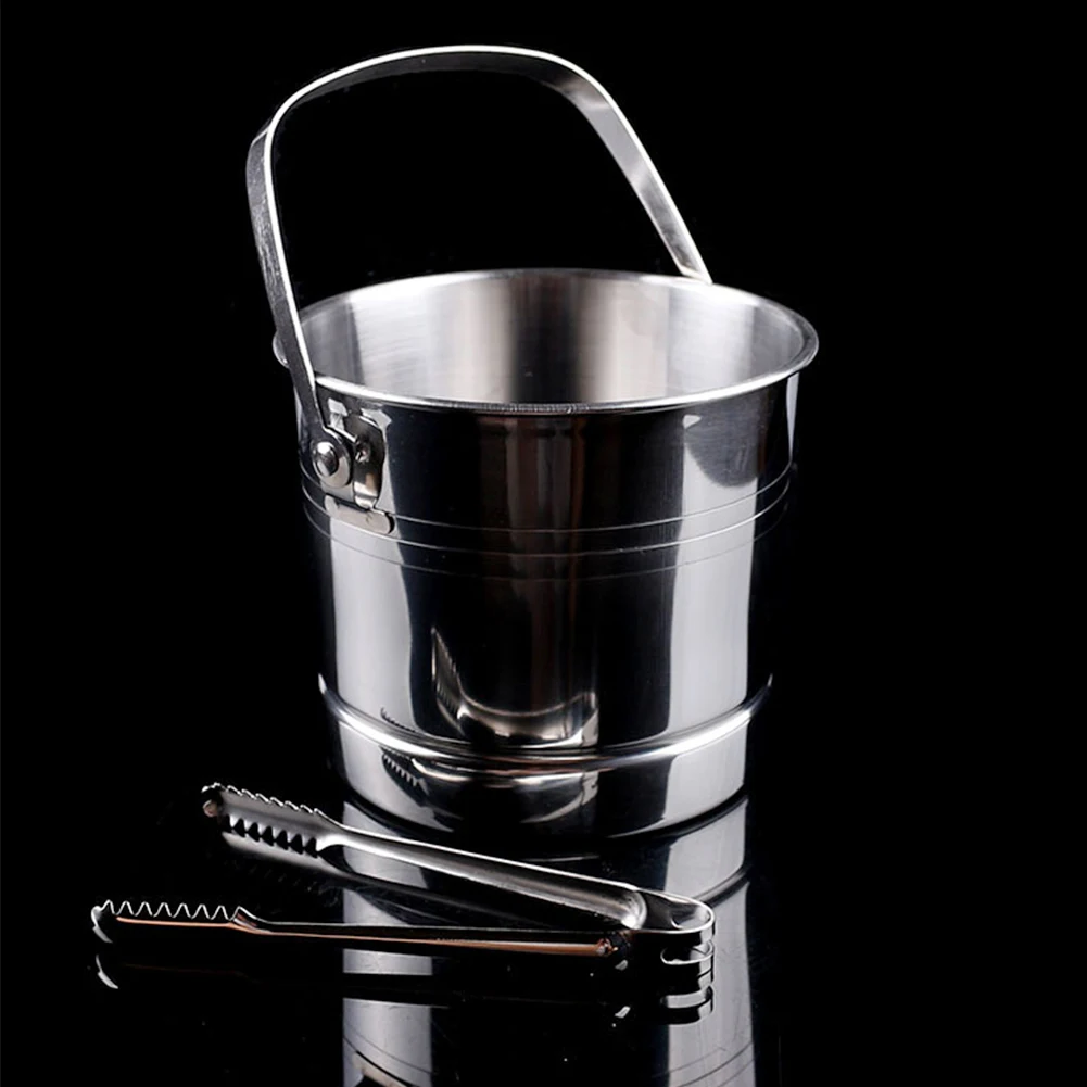 

Party Bar Cooler Champagne Keg Tools Container Kitchen Portable Ice Bucket Lid Wine With Tongs Stainless Steel Club