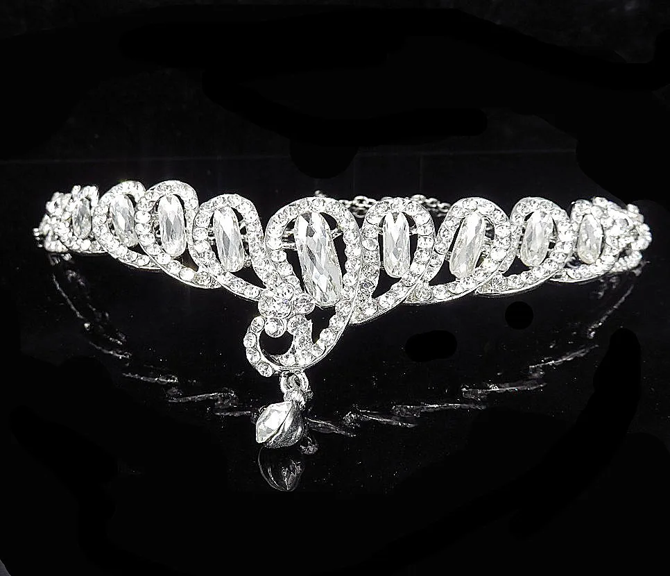 Indian Wedding Hair Accessories Silver Metal Head Chain Round