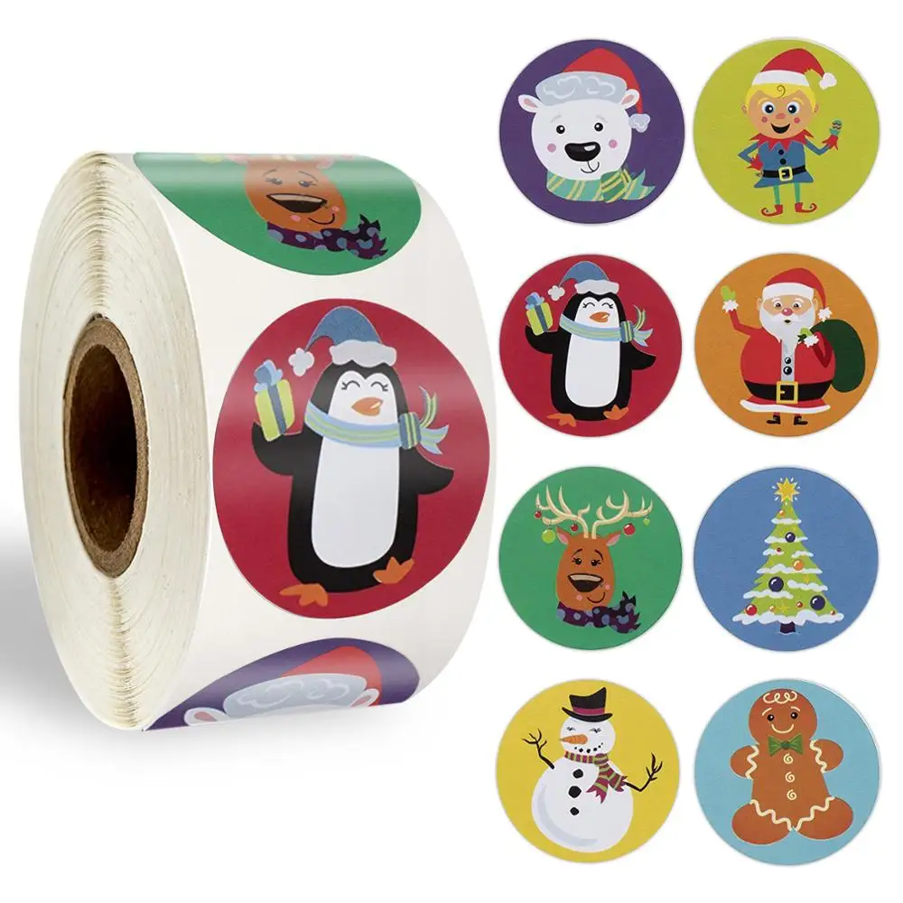 

500pcs Christmas Sticker cartoon Christmas Tree Santa Claus Design Paper Label Merry Christmas cute Stickers Stationery Stickers
