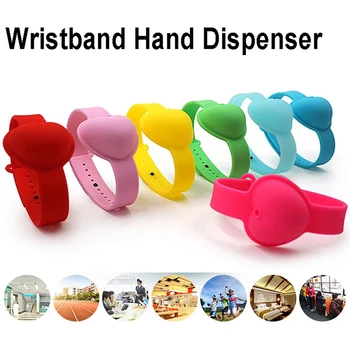 

6PCS Hand Sanitizer Sub-packing Silicone Bracelet Wristband Hand Dispenser Wearable Hand Sanitizer Dispenser Pumps With Bottles
