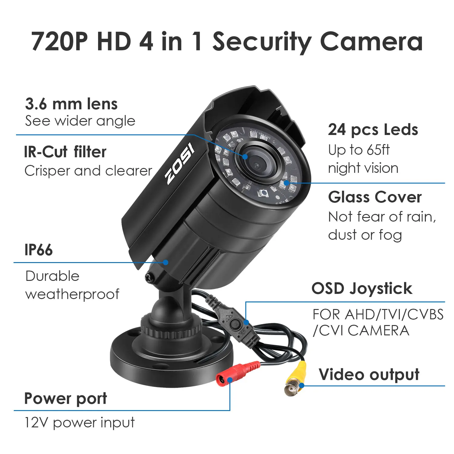 Sistema de Segurança Kit com Nightvision Zosi Vídeo Vigilância p Ahd Cvi Tvi Dvr Rua Filmadora Cctv Kit Videcam Câmera 8ch 720 12 8ch security camera system