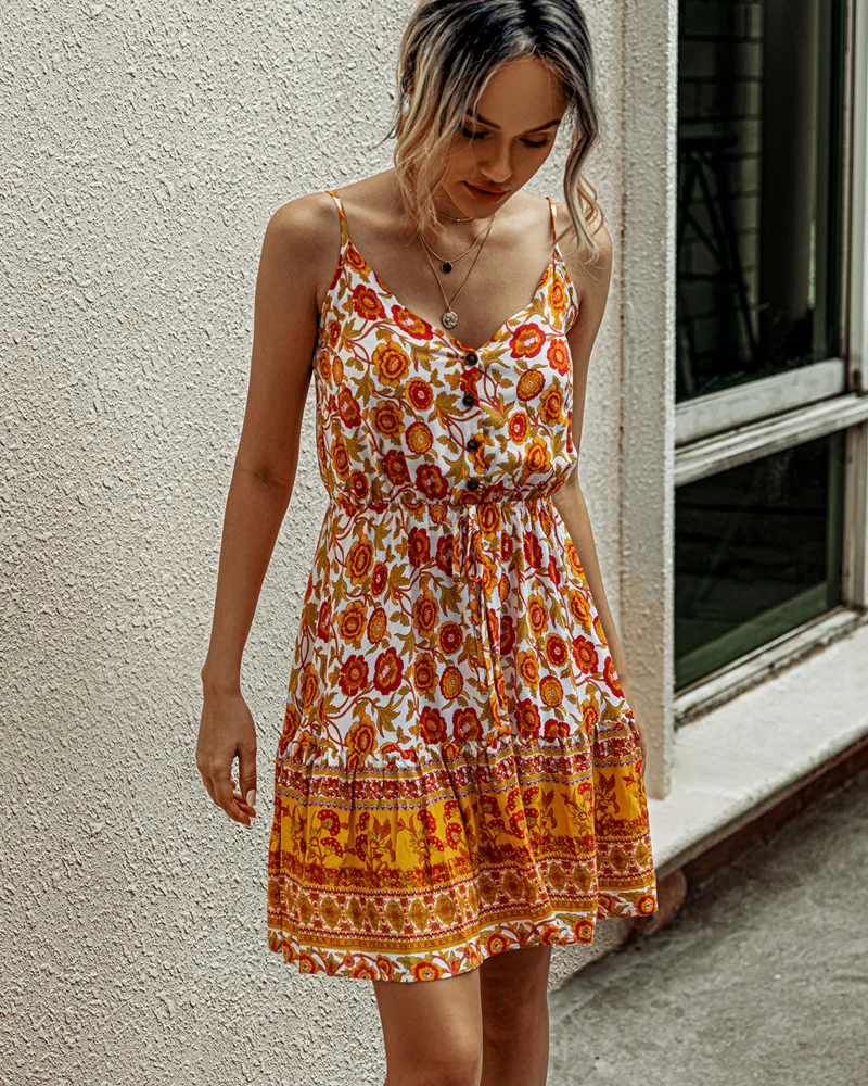 Print Flower Women Dress Sling Bohemian Beach Sexy Mini Dress Women Fashion Slim Summer Short Female Party Dresses 2020 DR1978 (7)