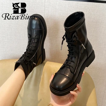 

RIZABINA Women Ankle Boots Cross Strap Fashion Platform Winter Shoes Woman Casual Daily Short Boot Office Footwear Size 34-43