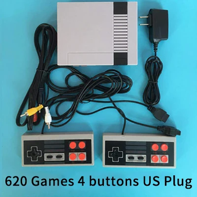 Зеленый Mini TV Handheld Family Recreation Video Game Console AV Port Retro Built-in 620 Classic Games Dual Gamepad Gaming Player - Цвет: Зеленый