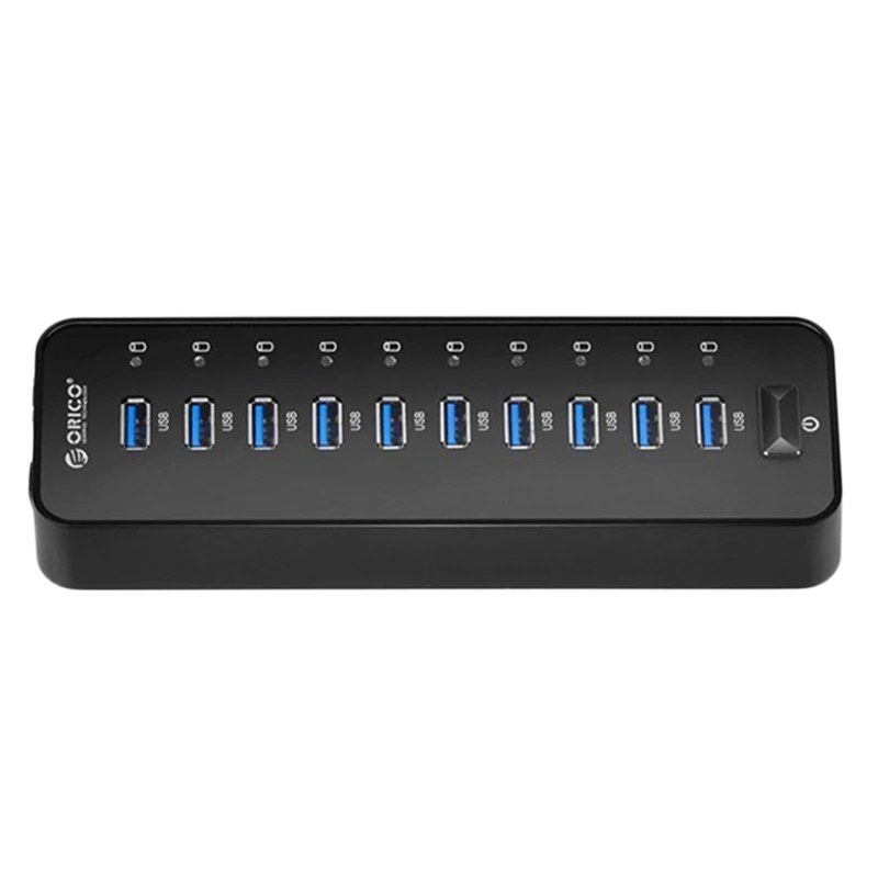 Orico 5 Гбит/с супер скорость 10 порт Usb 3,0 концентратор портативный 12 В 3 А адаптер питания через контроллер 3.3Ft для ноутбуков настольных периферийных устройств