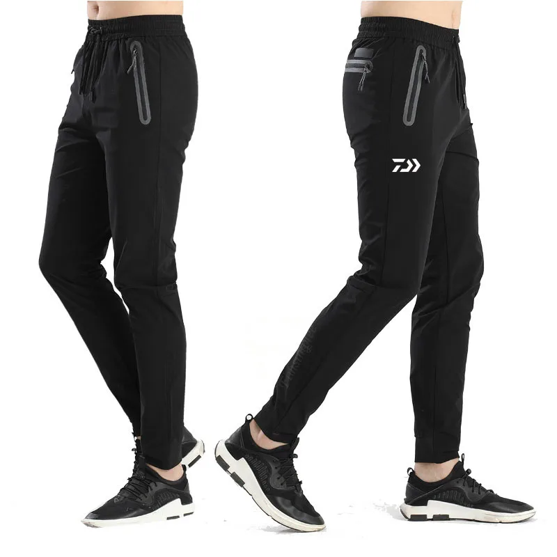 Черный Daiwar Pants Drawstring Quick Dry Fishing Pants men Spring Hiking Pants Trousers Sports Outdoor Sweatpants Fishing Clothing - Цвет: Черный