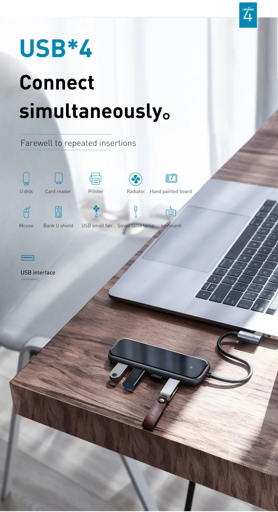 Baseus USB-C Тип C концентратор HDMI RJ45 Мульти USB 3,0 адаптер для MacBook Pro Air док-станция USB C концентратор с Беспроводной Зарядное устройство для наручных часов iWatch