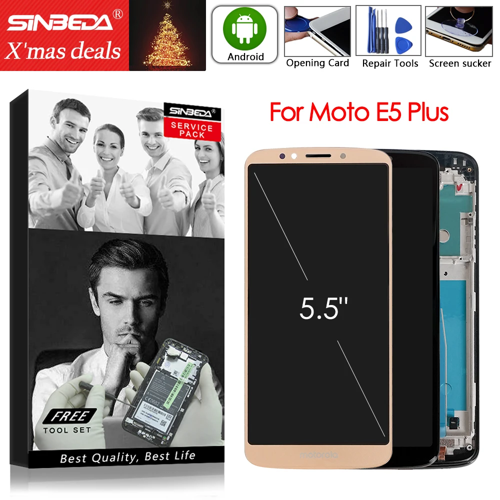 6," для Motorola Moto E5 Plus XT1924 ЖК-дисплей сенсорный экран дигитайзер с рамкой для Moto E5 Plus Замена дисплея
