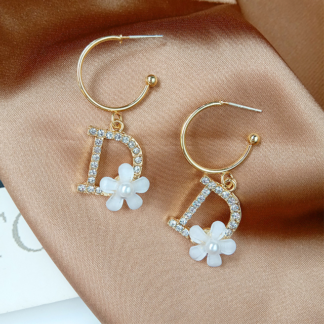 Long Tassel Letter D Hanging Earrings For Women 2021 Fashion Gold Crystal Big Dangle Earring Summer Jewelry Girls Party Gift