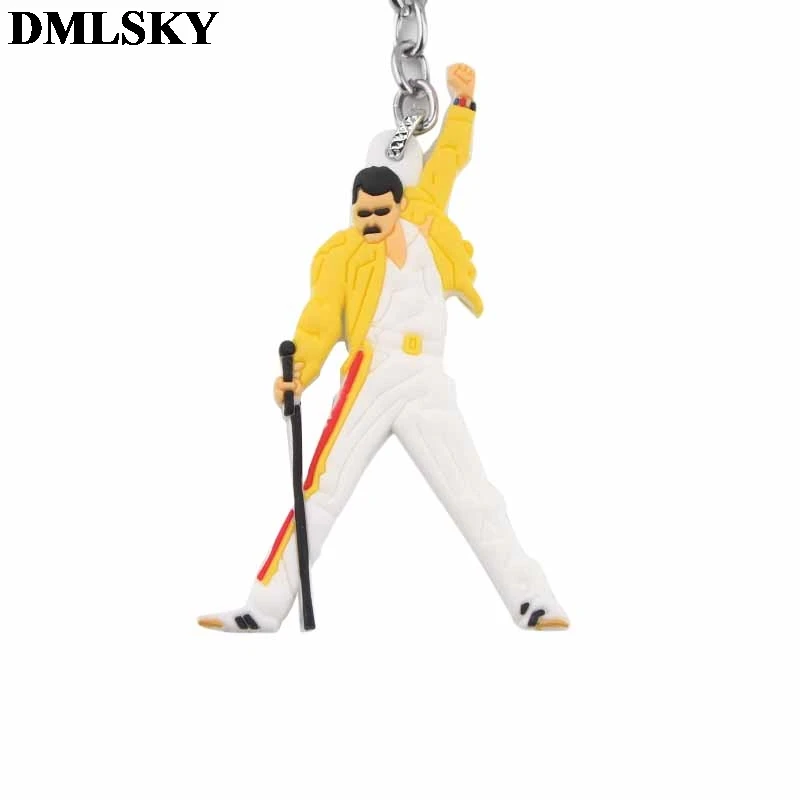 DMLSKY 3D мультяшная фигурка Фредди Меркурий брелок мягкий силиконовый Стич брелок для ключей захватчик ZIM аниме классный брелок подарок M3934