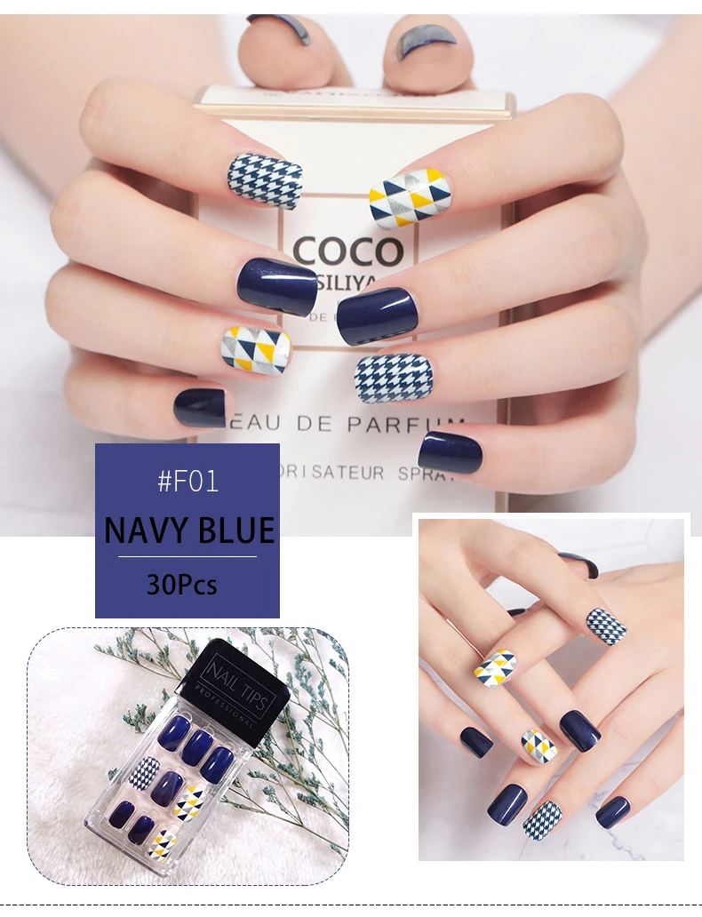 

30Pcs False Nails Manicure DIY 3D Shiny Press On Fake Nails Art Tips Stiletto Full Acrylic Bling AB Crystal Stickers