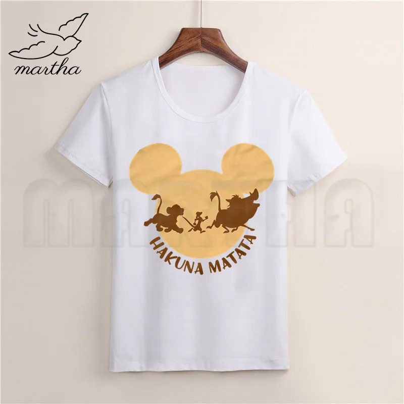 Hakuna Matata/Детская футболка с принтом «Король Лев» для мальчиков, одежда для детей модные Забавные футболки с короткими рукавами, футболки с Simba принтом