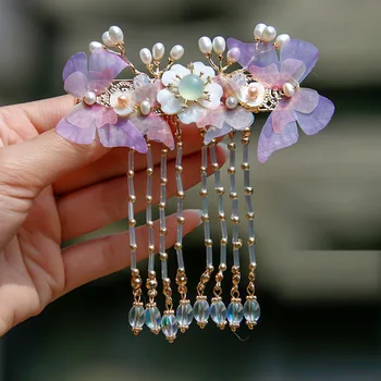 

Antique hairpin Chinese clothing headdress classic aesthetic tassel fairy gas clip butterfly costume accessories hairpin
