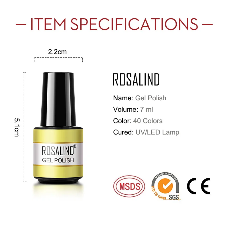 ROSALIND Nail Art 7ML Gel Polish 80 Color For Manicure Design UV Nail Polish Gel Lacquer Soak Off Semi Permanent Gel Nail Polish