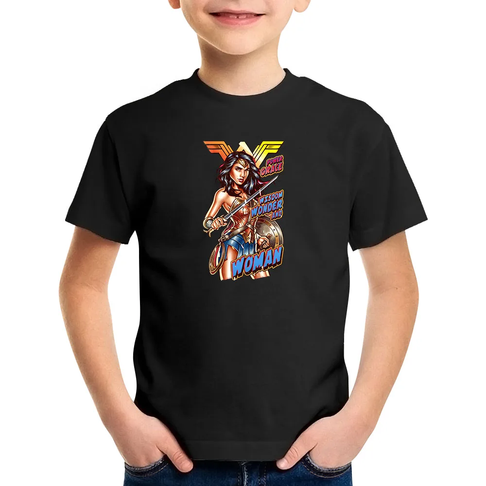 

2020 NEW Summer Anime Wonder Woman Printed Children T-shirts Cotton Boys Girls Tops Tees Fashion Men Women Family T Shirt