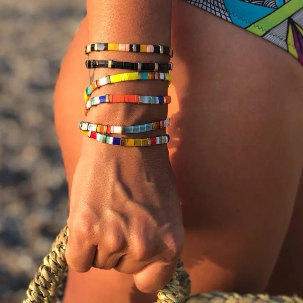 

SEDmart Bohemian Rainbow Bride Beads Adjustable Bracelet for Women Men Handmade Weave Color Rope Chain Boho Jewelry Wedding