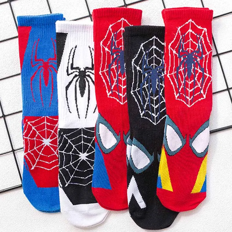 Горячие Marvel модные новые хлопковые унисекс носки с изображением Человека-паука забавные Harajuku милые мультфильм Ленивец аниме носки бейсбольные