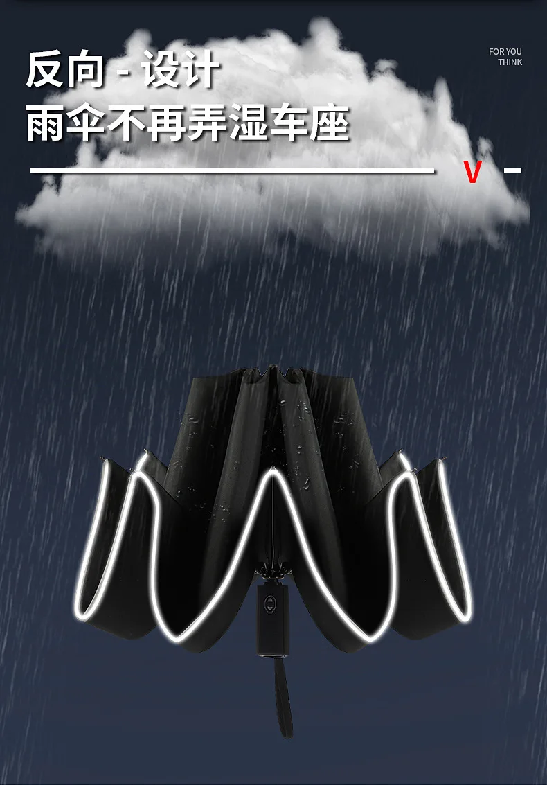 Folding Reverse Umbrella Rain Women Men Big Windproof Black Coating Sun Umbrellas Gifts Parasol Automatic Business Car Paraguas
