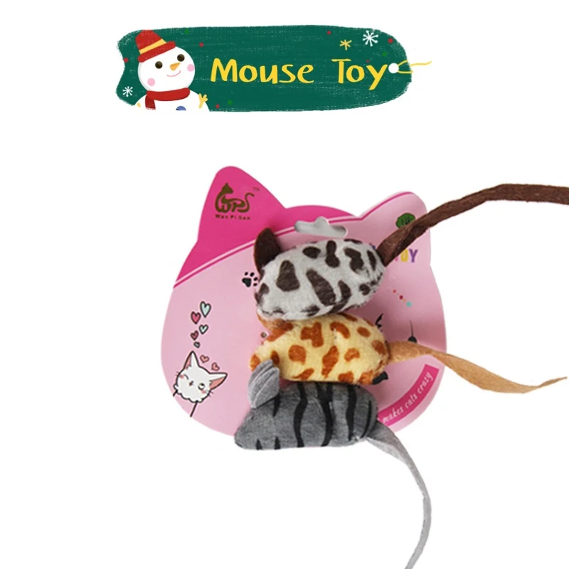 

3 PCS Small Mouse Cat Toy Leopard Print Mouse Toy With Catnip Durable Pet Chew Molar Toy